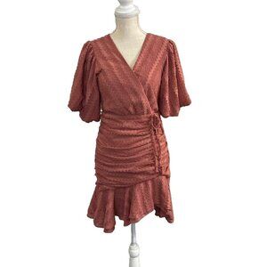 Women's Lulus  Cherish This Moment Rusty Rose Rushed Asymmetrical Dress. Size S